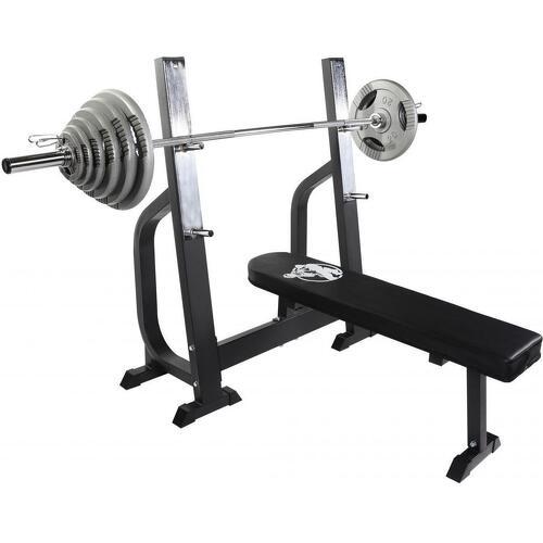 Banc de musculation renforcé avec support et set d'haltère olympique 130 kg