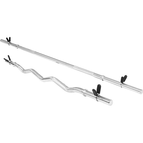 Lot Barre longue de 170cm + barre curl de 120cm, diamètre 30mm avec stop disques