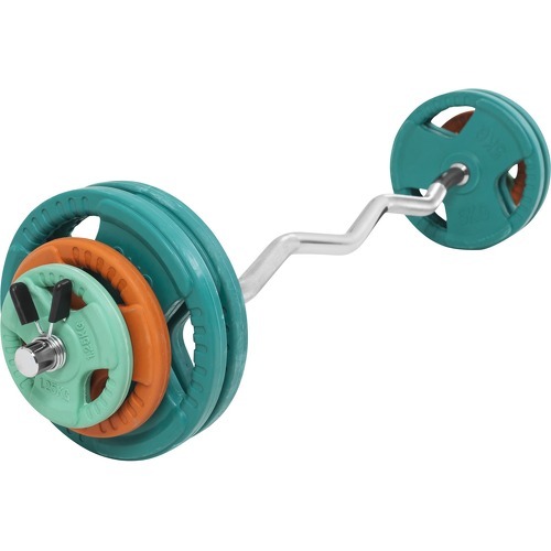 GORILLA SPORTS - Set 35kg en caoutchouc grip avec barre curl de 120cm