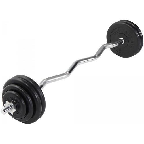 GORILLA SPORTS - Set d'haltères 35 Kg barre Curl + disques en fonte revêtement caoutchouc