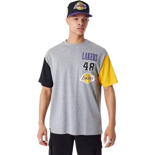 NEW ERA - T-Shirt NBA Los Angeles Lakers Arch Wordmark Oversize Gris