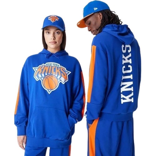 Sweat à Capuche NBA New York Knicks Color Block Oversize Bleu