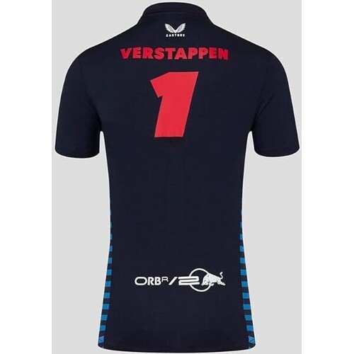 Polo à manches courtes officiel Oracle Red Bull Racing Enfant Teamline Max Verstappen - Bleu