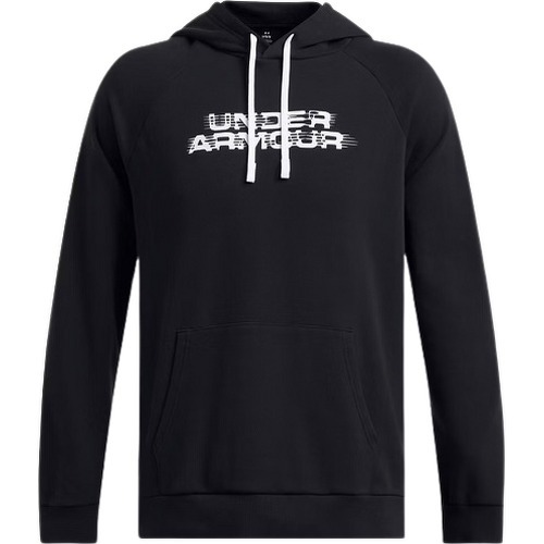 UNDER ARMOUR - Sweat à capuche noir Homme UA Rival Fleece texture giltch