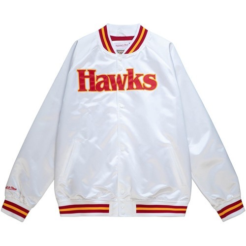 M&N Lightweight Satin Veste - Atlanta Hawks blanc