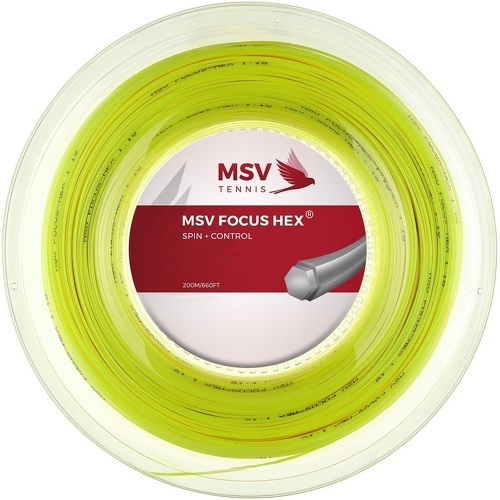 MSV - Cordage De Tennis Focus Hex (Durabilité + Spin) Fluo Rouleau De 200M