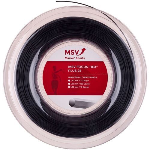 MSV - Cordage De Tennis Focus Hex Plus 25 (Durabilité + Spin) Rouleau De 200M