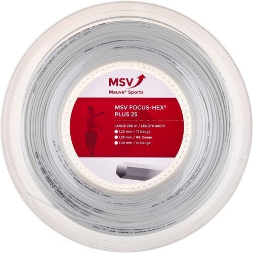 MSV - Cordage De Tennis Focus Hex Plus 25 (Durabilité + Spin) Rouleau De 200M