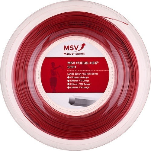 MSV - Cordage De Tennis Focus Hex Soft 1.25 (Durabilité+Toucher) Rouleau De 200M