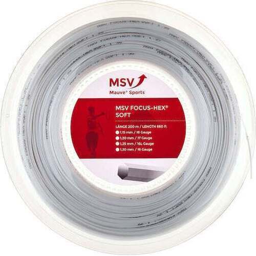 MSV - Cordage De Tennis Focus Hex Soft (Durabilité + Toucher) Rouleau De 200M