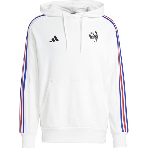 Sweat à capuche blanc 3 bandes XV de France Essentials