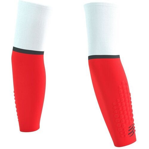 COMPRESSPORT - armforce ultralight white et fluo red manchettes running