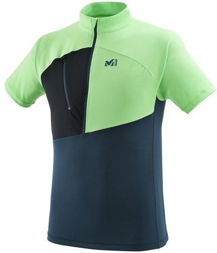 Millet-Tee Shirt Millet Manches Courtes Elevation Zip Orion Blue/flash Green-image-1