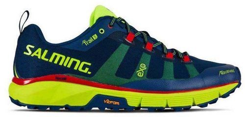 SALMING-Salming trail 5  bleue et jaune fluo chaussure de trail homme-image-1