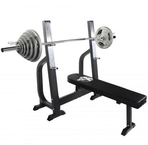 GORILLA SPORTS-Banc de musculation renforcé avec support et set d'haltère olympique 130 kg-image-1