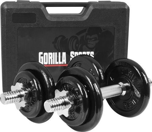 Gorilla Sports Set d'haltères complet avec disques revêtement