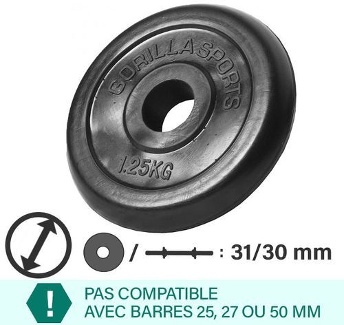 GORILLA SPORTS-Poids disque en caoutchouc de 2,5 KG - 5 KG - 10 KG - 15 KG - 20 KG - 25 KG-1