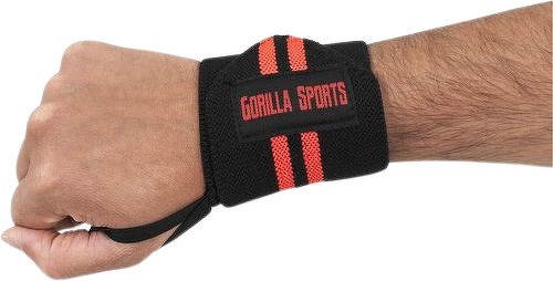 GORILLA SPORTS-Bande de maintien poignet Noir-Rouge Gorilla Sports-image-1