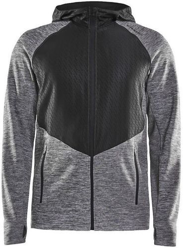 CRAFT-Craft charge fuseknit sweat capuche zippe noir et gris veste de running-image-1