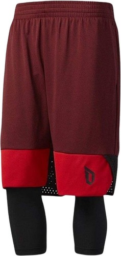 adidas-Short 2 en 1 Basketball Rouge Homme Adidas Dame-image-1