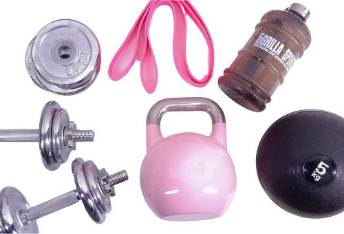 GORILLA SPORTS-Girl Power Pack 5 accessoires - haltères - kettlebell - bande de résistance - slam ball-image-1