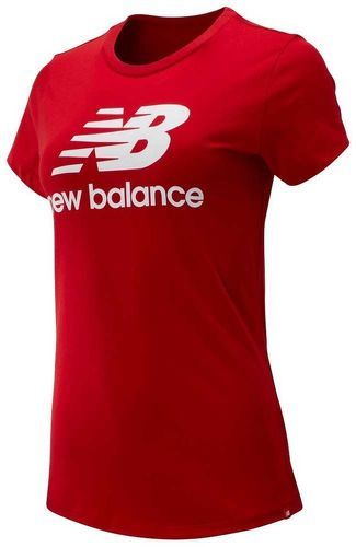 NEW BALANCE-T-shirt rouge femme New Balance ESSENTIALS STACKED-image-1