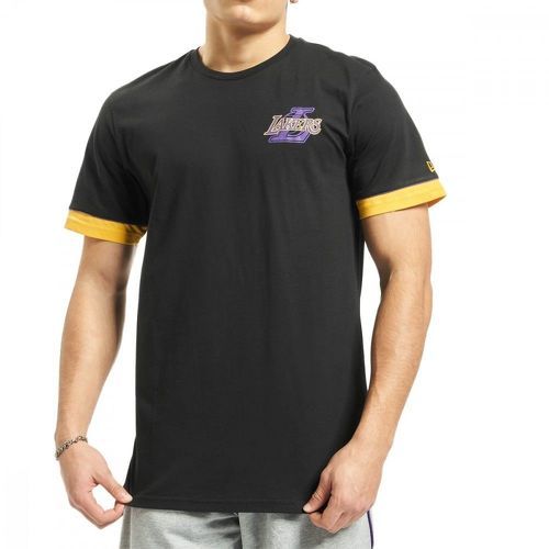 NEW ERA-T-shirt noir homme New Era Los Angeles Lakers Stripe Piping-image-1