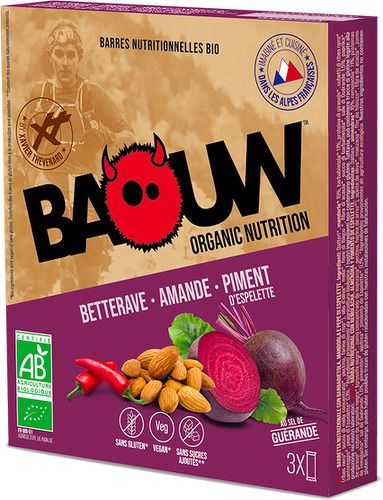 BAOUW-BAOUW 3 BARRES BETTERAVE AMANDE PIMENT D ESPELETTE Barre énergetique-image-1