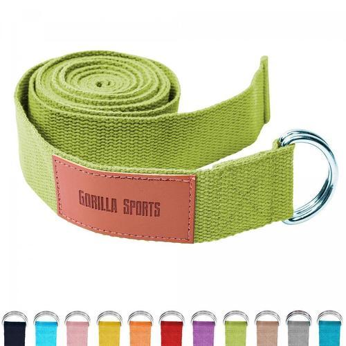 GORILLA SPORTS-Sangle de Yoga 100% coton - Sangle pour étirements - Fermetures en métal - 11 coloris-image-1