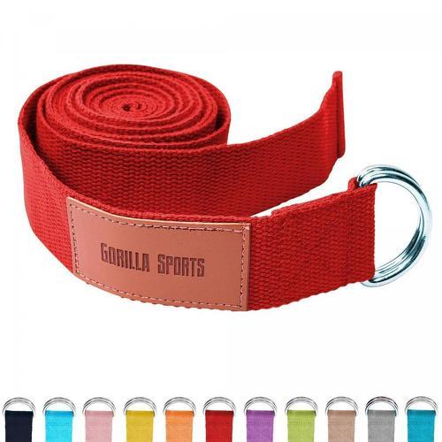 GORILLA SPORTS-Sangle de Yoga 100% coton - Sangle pour étirements - Fermetures en métal - 11 coloris-image-1