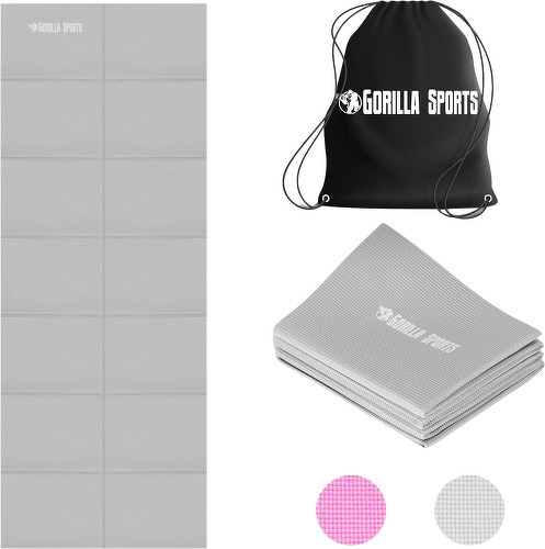 GORILLA SPORTS-Tapis de yoga pliable, coloris gris ou rose (avec sac de transport)-image-1