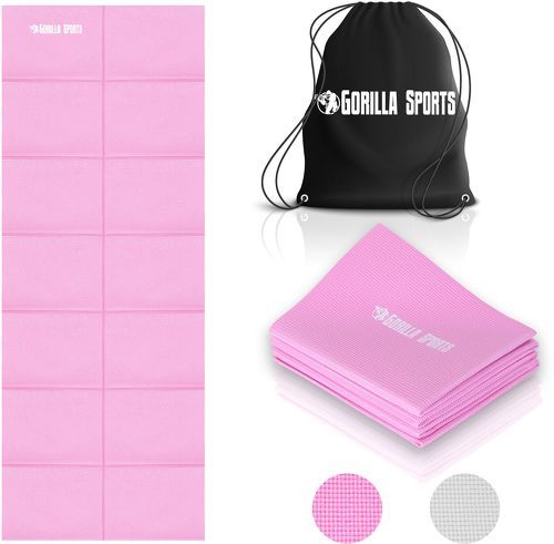 GORILLA SPORTS-Tapis de yoga pliable, coloris gris ou rose (avec sac de transport)-image-1