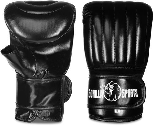 GORILLA SPORTS-Gants de boxe fins noir haute qualité pour entrainement Tailles S, M, L-image-1