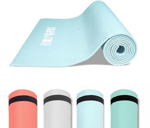 GORILLA SPORTS-GORILLA SPORTS ® Tapis de yoga PVC - 180x60x0,5cm | tapis de gymnastique avec sangle de voyage pour le yoga, le pilates et le fitness couleur au choix-image-1