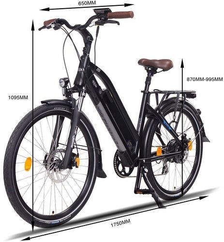 NCM BIKE-Vélo Électrique Trekking Ncm Bikes Milano Noir Mat 250W (roues 26' en M / roues 28' en L)-2