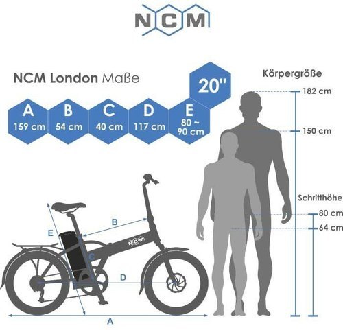 NCM BIKE-Vélo Électrique Pliant Ncm London 20" Bleu Marine, 250W, Batterie 36V 15Ah 540Wh-2