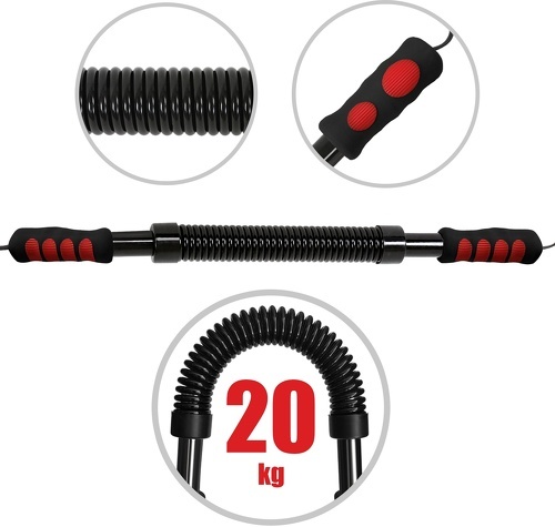 Physionics®-Power Twister Barre a Ressort Appareil Bras Gym Sport 20/30/40/50 kg Résistance 20 kg de Résistance-image-2