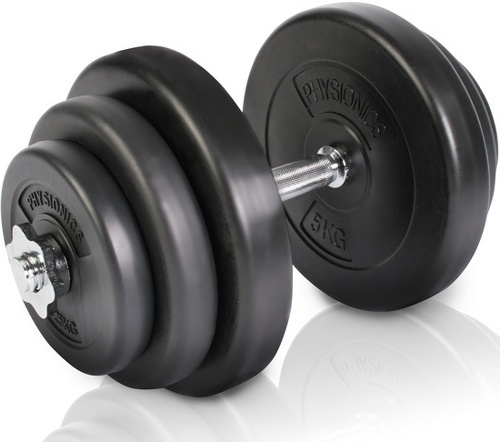 Physionics®-Set d'Haltères Courts 20 kg d'Haltères Courte Formation de Fitness 6 x Disques de poids Barre 43 cm Ø 25mm-0