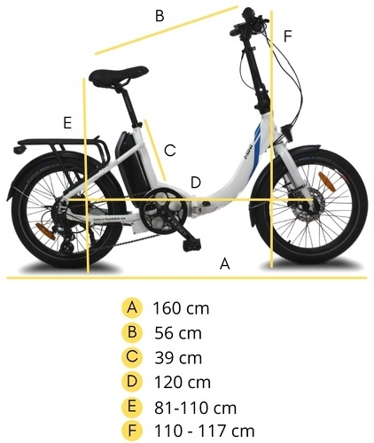 URBANBIKER-Vélo pliant électrique MINI T noir, 20", Batterie Lithium 36V (540Wh), Moteur arrière 250W, Pneus anticrevaison-3