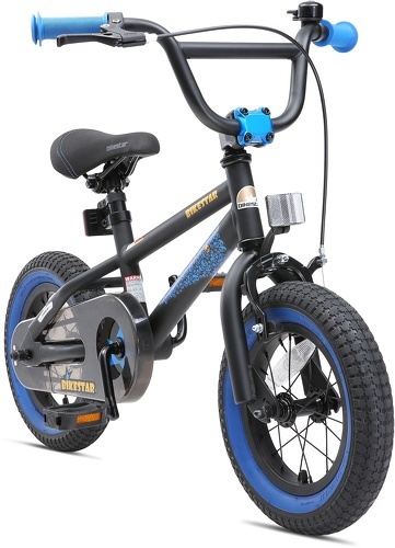 BIKESTAR-BIKESTAR Vélo enfant pour garcons et filles de 3 - 4 ans | Bicyclette enfant 12 pouces BMX avec freins | Noir & Bleu-image-1