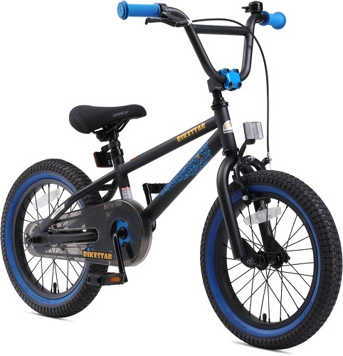 BIKESTAR-BIKESTAR Vélo enfant pour garcons et filles de 4 - 5 ans | Bicyclette enfant 16 pouces BMX avec freins | Noir & Bleu-1