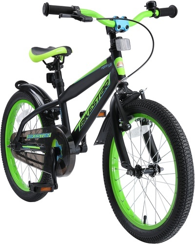 BIKESTAR-BIKESTAR Vélo enfant pour garcons et filles de 5 - 7 ans | Bicyclette enfant 18 pouces VTT avec freins | Noir & Vert-image-1