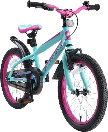 BIKESTAR-BIKESTAR Vélo enfant pour garcons et filles de 5 - 7 ans | Bicyclette enfant 18 pouces VTT avec freins | Turquoise & Berry-image-1