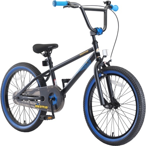 BIKESTAR-BIKESTAR Vélo enfant pour garcons et filles de 6 ans | Bicyclette enfant 20 pouces BMX avec freins | Noir & Bleu-image-1