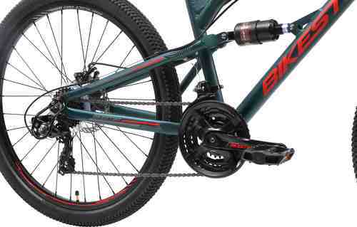 BIKESTAR-BIKESTAR VTT en aluminium, frein à disque, 21 vitesses Shimano, 26 pouces | Mountainbike tout suspension integral cadre 16 pouces | Vert-4