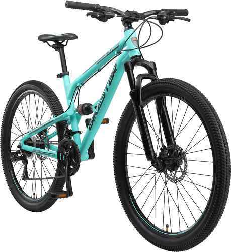 BIKESTAR-BIKESTAR VTT en aluminium, frein à disque, 21 vitesses Shimano, 27.5 pouces | Mountainbike tout suspension integral cadre 16.5 pouces | Vert-1