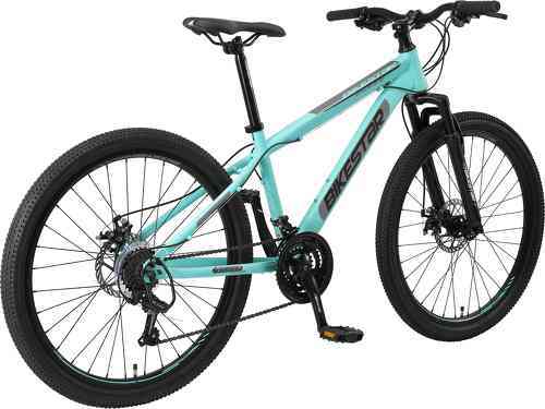 BIKESTAR-BIKESTAR VTT Vélo tout terrain, frein à disque, 21 vitesses Shimano, 26 pouces | Mountainbike suspension avant cadre 15 pouces | Menthe-2