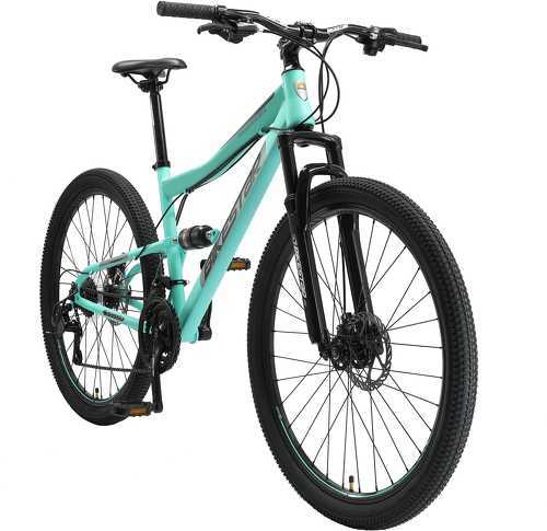 BIKESTAR-BIKESTAR VTT Vélo tout terrain, frein à disque, 21 vitesses Shimano, 27.5 pouces | Mountainbike tout suspendu integral cadre 17 pouces | Menthe-1