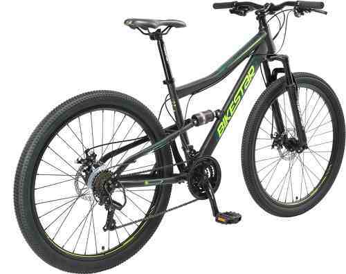 BIKESTAR-BIKESTAR VTT Vélo tout terrain, frein à disque, 21 vitesses Shimano, 27.5 pouces | Mountainbike tout suspendu integral cadre 17 pouces | Menthe-2