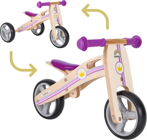 BIKESTAR-BIKESTAR Vélo Draisienne Enfants et Tricycle en bois pour garcons et filles de 18 mois | Vélo sans pédales MINI (combinaison 2 et 3 roues) évolutive 7 pouces | Lilas-image-1